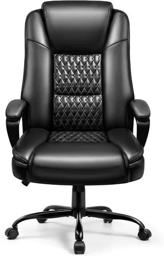 OFIKA Silla de oficina en casa, silla grande y alta de 400 libras, diseño resistente, cojín ergonómico de respaldo alto, soporte lumbar para