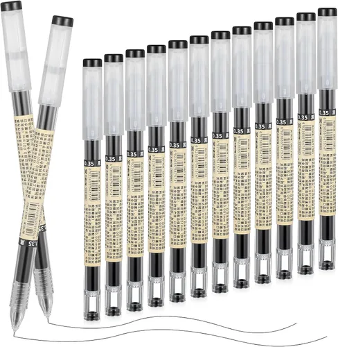 12 bolígrafos japoneses de tinta de gel negra de 0.014 in, punta extra fina, punta rodante, punta fina, escritura suave para diario, oficina,