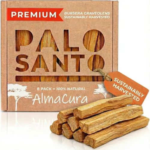 Miniatura 8 de Barra de incienso Almacura Palo Santo Premium (20), incienso para sahumado de alta resina, madera pura de palo santo certificada de Perú. Cosecha