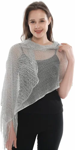 Miniatura 4 de Yeieeo Sparkling Metallic Shawls and Wraps for Evening Party Dresses with Fringe Scarf