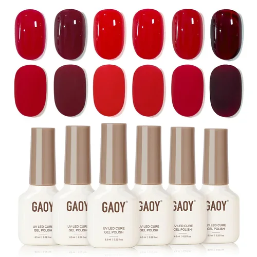 Miniatura 30 de GAOY Berry Collection - Esmalte de uñas en gel, color rosa intenso, borgoña, rojo, cereza y magenta, kit de esmalte de uñas para manicura de salón