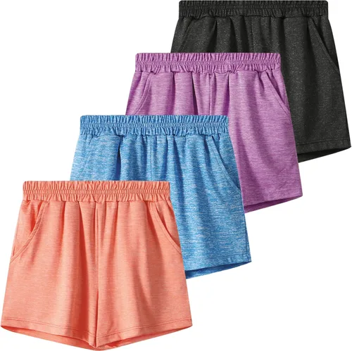 BYONEME Pantalones cortos deportivos para niñas pequeñas y grandes, para entrenamiento, baloncesto, fútbol, deportes, para niñas adolescentes