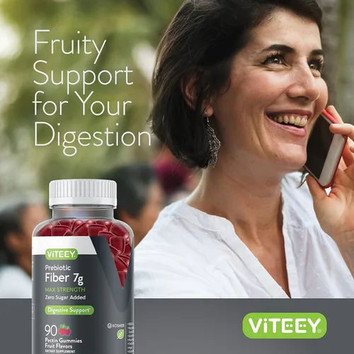 Miniatura 6 de Viteey Gomitas de fibra prebiótica para adultos, 0.27 oz - Gomitas de suplemento de fibra soluble digestiva y salud intestinal - Cero azúcar