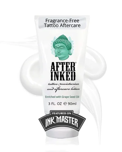 After Inked Loción de cuidado posterior del tatuaje bálsamo hidratante para piel entintada, presentado en Ink Master, crema hidratante nutritiva
