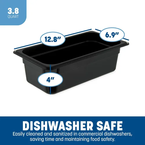 Miniatura 4 de Carlisle FoodService Products Bandeja de alimentos de alta temperatura, contenedor de almacenamiento de alimentos de tamaño 1/3 para servir