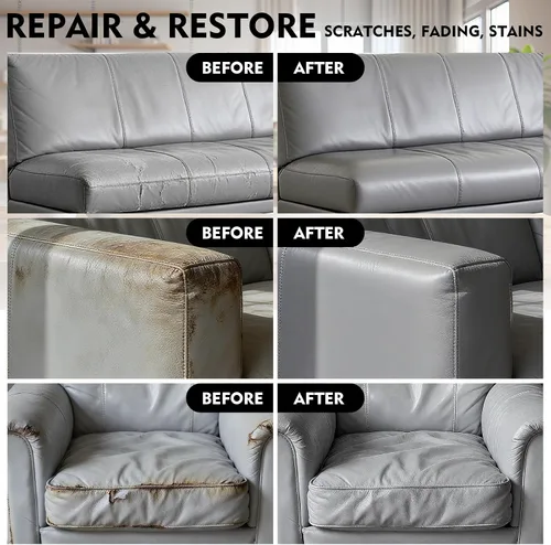 Miniatura 2 de Bálsamo recolorante de cuero gris, kit de reparación de cuero para muebles, pintura y reparación de sofás con tinte de cuero, removedor de arañazos