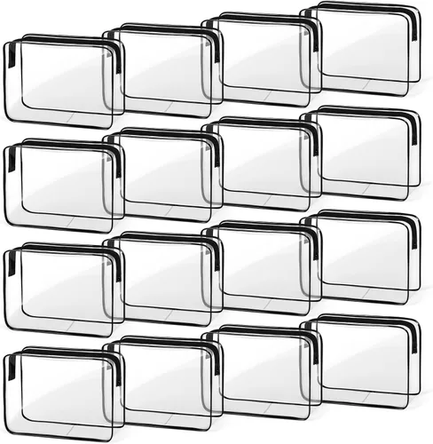 Miniatura 12 de TISRATOK 16 bolsas de maquillaje transparentes, bolsa de aseo de artículos esenciales de viaje, organizador de cosméticos de PVC transparente, bolsa
