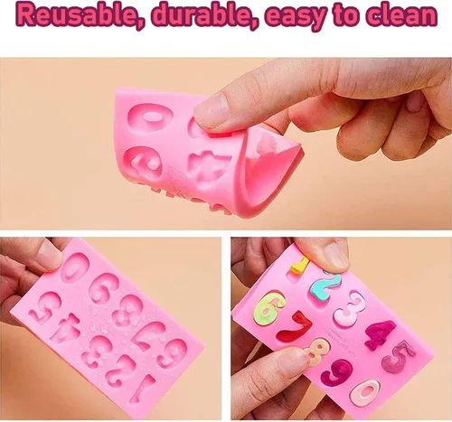 Miniatura 5 de 4 moldes de silicona para letras para chocolate, mini moldes de 26 letras y números 0-9, moldes comestibles para fondant del alfabeto sin BPA