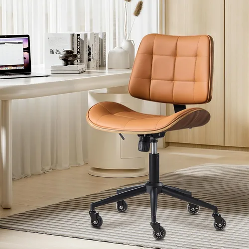Miniatura 12 de BV Silla de escritorio sin brazos con ruedas, silla giratoria de 360 grados para oficina en casa, sin brazos, silla de trabajo de altura ajustable