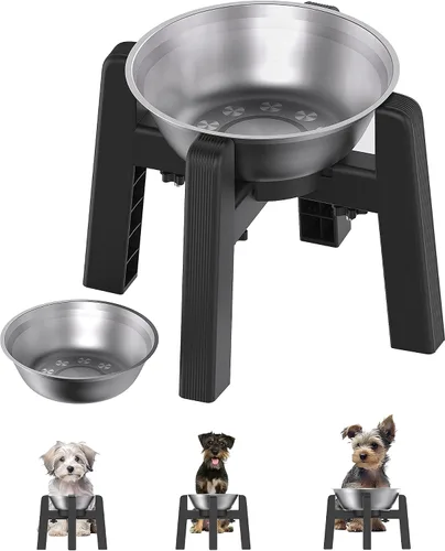Miniatura 13 de CZPET Soporte dispensador de agua para perros, soporte para comederos automáticos de mascotas, soporte elevado ajustable de ancho y altura
