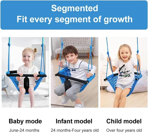 Miniatura 4 de Juego de columpio para niños pequeños y columpio 2 en 1 para bebé - Asiento de columpio de cuerda ajustable para niños, para interior y exterior