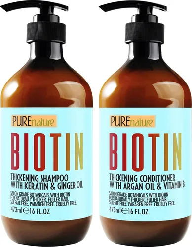 Set de champú y acondicionador de biotina - Fórmula que aumenta el volumen para hombres y mujeres para ayudar con el cabello que se adelgaza - Sin