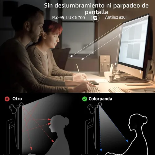 Miniatura 2 de Barra de luz para monitor, apta para monitor curvo/plano, lámpara de trabajo LED de lectura USB para cuidado de los ojos con control táctil, sin