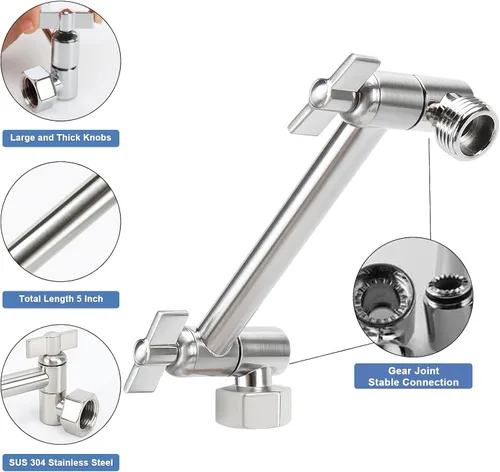 Miniatura 4 de NearMoon Brazo de ducha ajustable con conexión universal, brazo de extensión, ángulo de ajuste para mejorar la experiencia de ducha, fácil