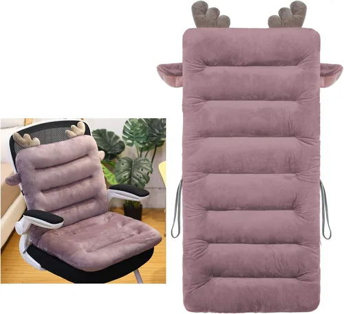 ELFJOY Cojín para Silla de Oficina 85cm Cojín para Silla de Oficina Cojín de Asiento con Soporte Lumbar Cojín para Silla de Descanso con Banda de
