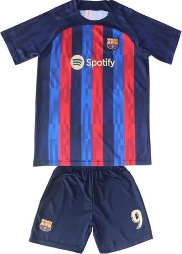 Miniatura 2 de CEKFAX 20222023 Barca Home #9 Robert Lewandowski Football Soccer Kids Jersey Shorts Socks Set Juvenil Tallas