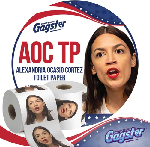 Miniatura 6 de Alexandria Ocasio-Cortez - Rollo de papel higiénico político divertido de Gagster – Broma de TP Regalo Demócrata y Republicano, regalos de broma