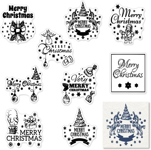 Miniatura 7 de Sellos Transparentes de Camión con Árbol de Navidad para Hacer Tarjetas y Decoraciones de Álbumes de Fotos, Sellos de Silicona con Palabras