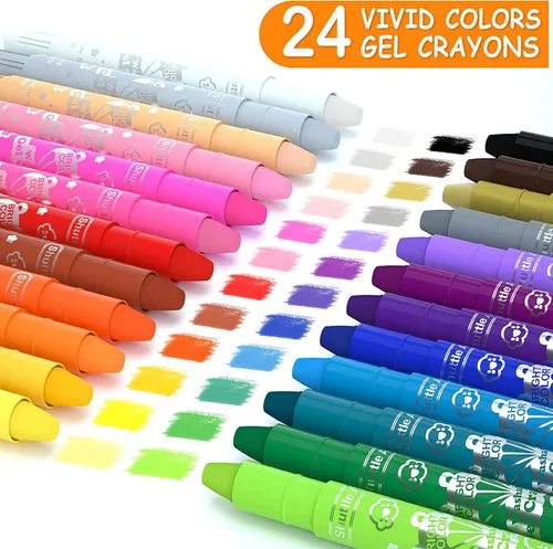 Miniatura 3 de Shuttle Art 24 colores de crayones de gel para niños pequeños, juego de crayones no tóxicos para niños y niñas, efecto crayón-pastel-acuarela, ideal