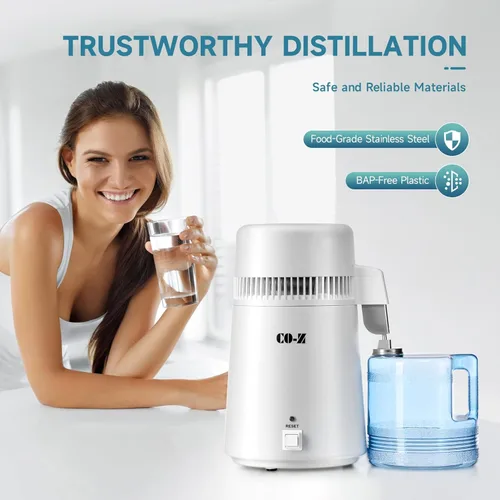 Miniatura 2 de CO-Z Fabricante de Agua Destilada, Destilador de Agua de 1 Galón, Máquina Destiladora de Agua de 4L para Encimera Doméstica, Purificador de Agua