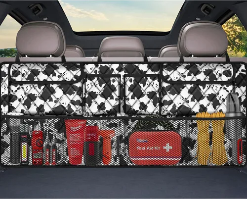 Organizador de maletero Femuar, organizador de cajuela de gran capacidad (106,7*45,7 cm), bolsa de almacenamiento plegable para el coche con 8