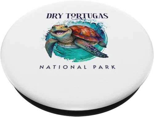 Miniatura 2 de Dry Tortugas National Park Watercolor Happy Sea Turtle PopSockets Swappable PopGrip