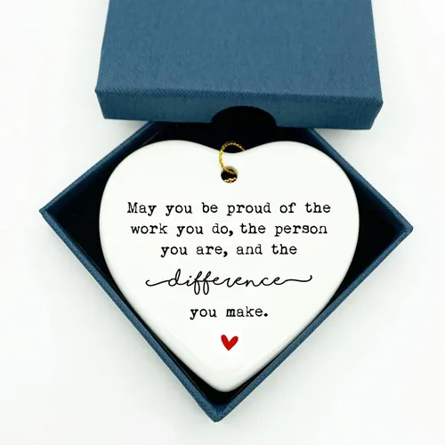 Miniatura 4 de May You Be Proud of the Work You Do - Recuerdo de corazón de cerámica – Regalo de agradecimiento para empleados para colegas, adorno motivacional