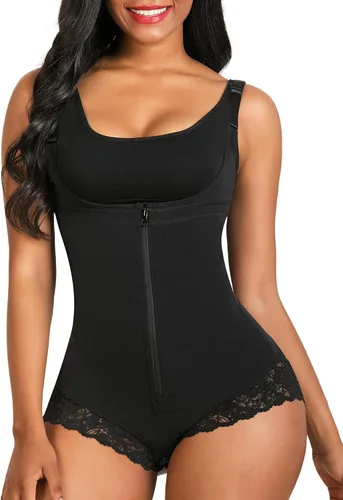 SHAPERX Faja moldeadora colombiana de control del abdomen, modelador de figura con cremallera, body con torso abierto