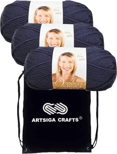 Miniatura 45 de Lion Brand Vanna's Choice Pink 860-101 (3 madejas - mismo lote de tinte) Estambre acrílico mediano Worsted #4 para ganchillo y tejer con bolsa