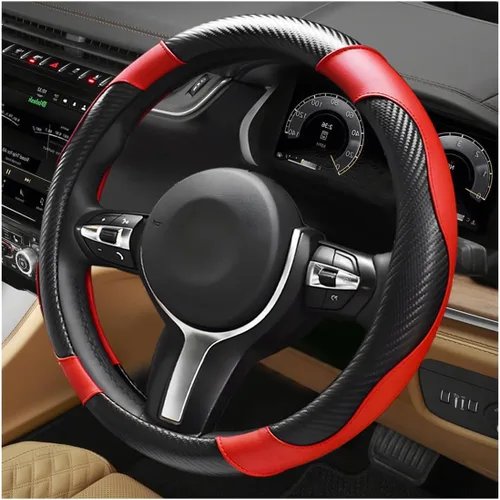 Miniatura 14 de Funda para volante de automóvil, 15 pulgadas, antideslizante, protector de volante de cuero elástico, cómodo, transpirable, deportivo para mujeres