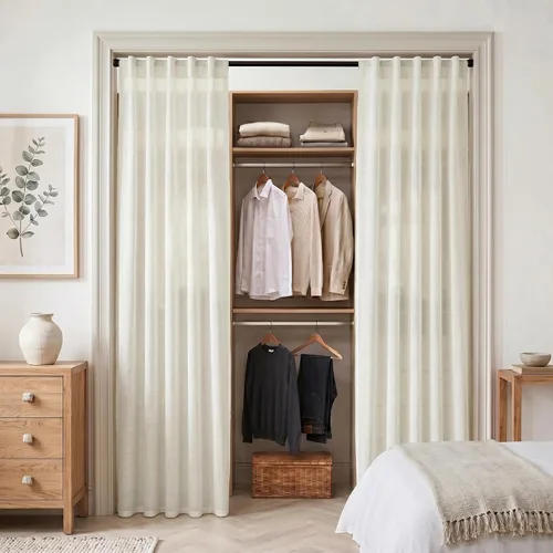 Miniatura 49 de XTMYI - Cortinas transparentes de 54 pulgadas de largo, juego de 2 paneles para baño, cortinas cortas de lino y algodón con semi privacidad
