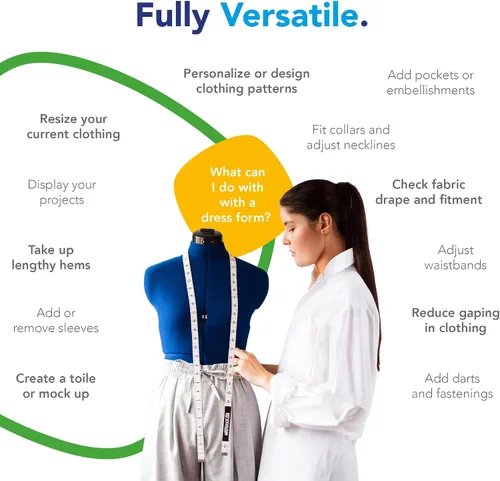 Miniatura 4 de Adjustoform Sew Deluxe FG372 - Vestido y pantalones ajustables en forma de zafiro S-M (talla de vestido de EE. UU. 4-12), maniquí de costura