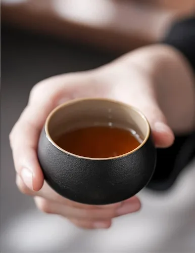 Miniatura 6 de Carrito de té de cerámica negra, recipiente de té de cerámica tradicional para té suelto