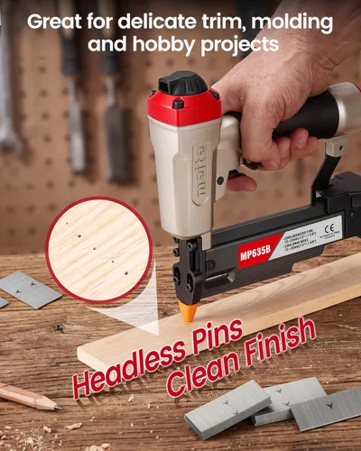 Miniatura 5 de meite MP635B Clavadora de Pines con 10000 clavos sin cabeza de 1 pulgada, Clavadora Neumática de Calibre 23, Pistola Neumática de Clavos sin Cabeza