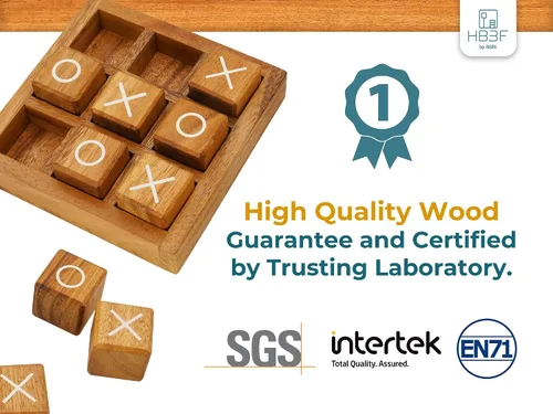 Miniatura 3 de BSIRI Bloques XO de madera (L) Juegos de mesa de Tic Tac Toe - Ideal para juegos de niños, juegos familiares y noches de juegos para adultos