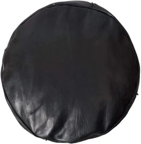 Miniatura 2 de Puf de cuero negro genuino sin relleno Reposapiés otomano marroquí, funda reposapiés Puf otomano súper suave hecho a mano viene en 18 x 16