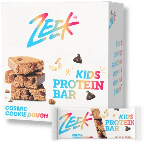 ZEEK BAR - Barras de proteínas para niños, 50% menos azúcar, 0.28 oz de proteína, totalmente naturales, sin OMG, sin gluten, masa cósmica de