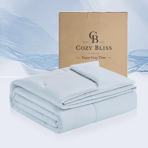 Miniatura 10 de Cozy Bliss Sorona® - Edredón refrescante tamaño individual x fibra natural de viscosa Sorona®, manta de enfriamiento reversible y sedosa