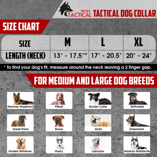 Miniatura 7 de Wolf Tactical Collar de perro - Collar militar resistente para perros grandes - Negro, Talla M