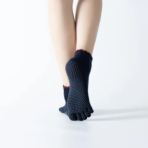Miniatura 2 de Calcetines de yoga con dedos de pilates con empuñaduras para mujer, antideslizantes, acolchados, florales, calcetines tobilleros para baile de ballet