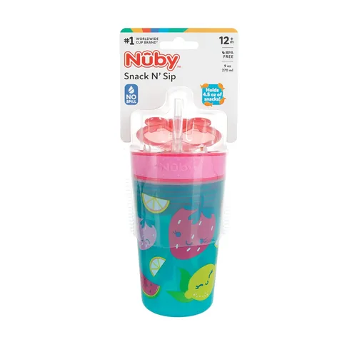 Miniatura 7 de Nuby Tazón de aperitivo todo en uno y taza de popote suave antiderrames, los colores y las impresiones de Snack N' Sip pueden variar. Capacidad