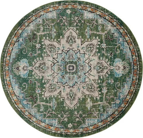 Miniatura 82 de Safavieh Madison Collection (MAD473M) Tapete redondo de 4 pies, azul y azul claro, diseño chic y bohemio desgastado de medallón, no pierde fibras