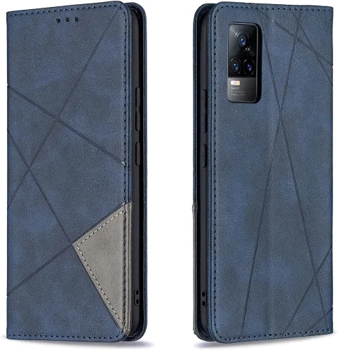 Miniatura 24 de Funda con tapa para Vivo Y11, Y15, Y12 e Y17, diseño de rombos de piel sintética, con función atril, cierre magnético, para Vivo Y11/Y15/Y12/Y17