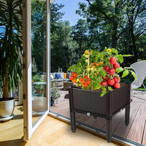 Miniatura 2 de Jardineras elevadas para plantas al aire libre con patas, jardineras rectangulares elevadas, jardín, patio, balcón, terraza para plantar flores