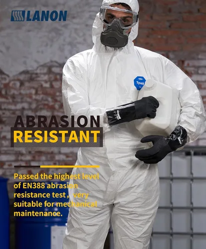 Miniatura 3 de LANON Guantes de nitrilo resistentes a productos químicos, guantes de goma reutilizables de alta resistencia con palma texturizada de microespuma