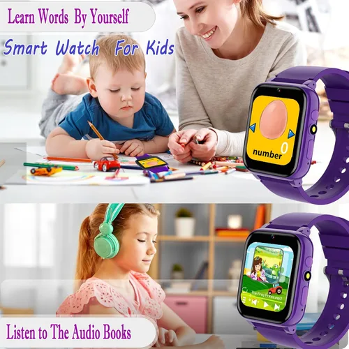 Miniatura 5 de iCHOMKE Reloj inteligente para niños, reloj inteligente para niñas y niños con 26 juegos, grabadora de video y reproductor, calendario podómetro