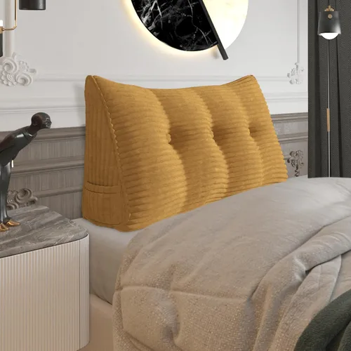 Miniatura 68 de Almohada de cabecera gruesa totalmente rellena individual XL, cabecero acolchado de dormitorio, soporte suave y firme, cojín grande triangular, Azul