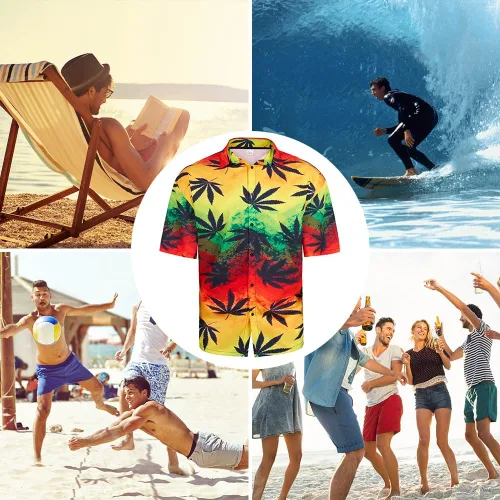 Miniatura 5 de Camisa hawaiana de 2 piezas para hombre, camisa de manga corta con botones