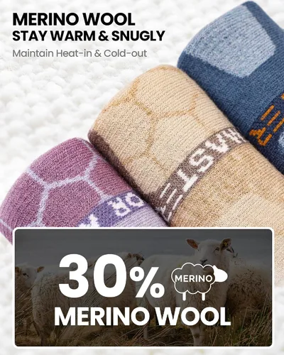 Miniatura 2 de OutdoorMaster Calcetines de esquí de lana merina, 23 pares sobre la pantorrilla, puños antideslizantes para hombres y mujeres, calcetines térmicos