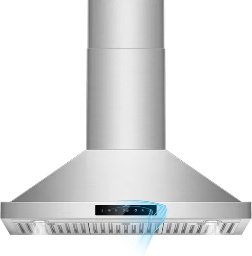 Campana extractora de pared de 36 pulgadas, 1200 CFM con control de gestos y táctil de 4 velocidades, campanas de ventilación de cocina con Montaje